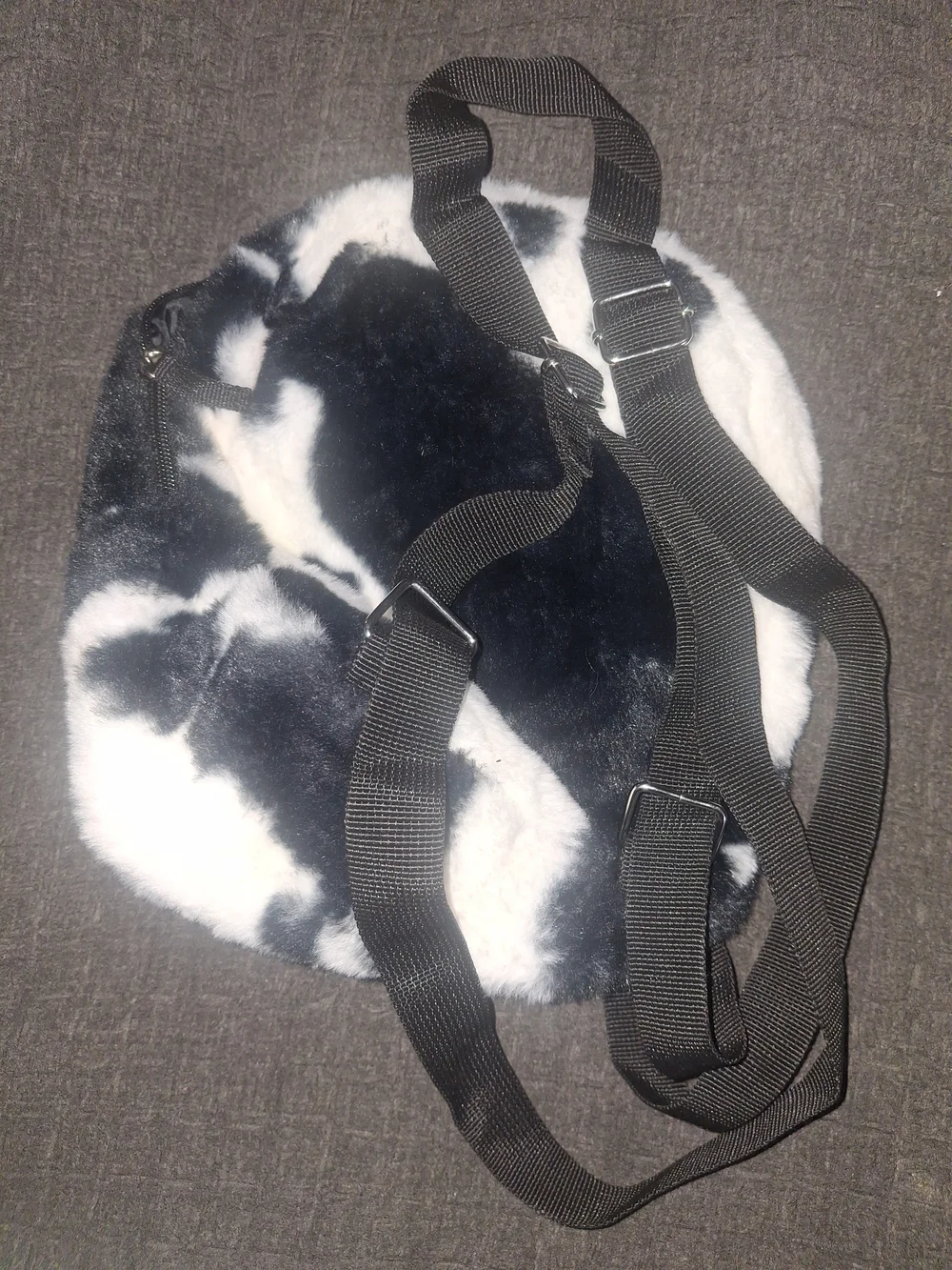 Kids Black & White Faux Fur Backpack